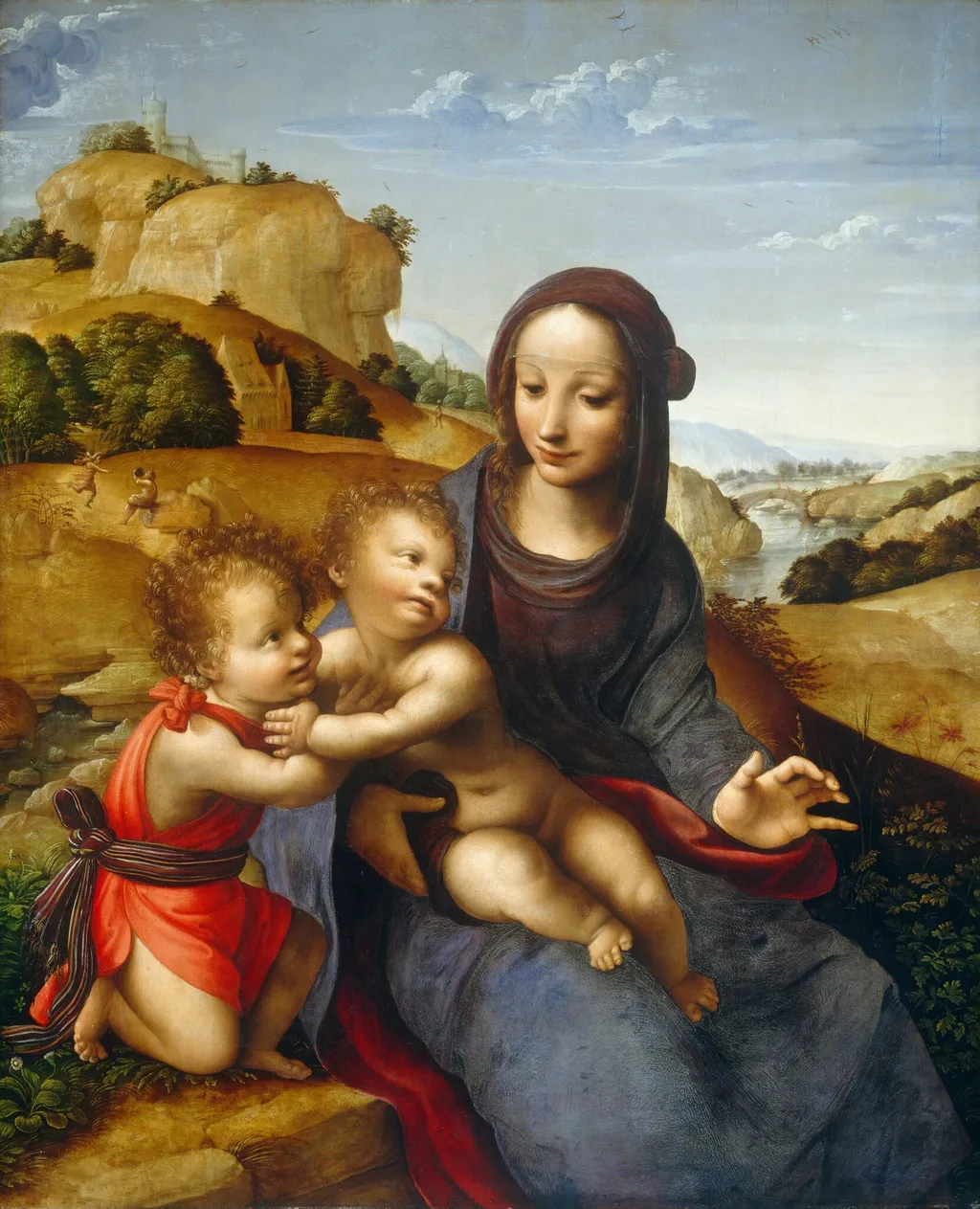 Madonna and Child with the Infant Saint John, by Fernando Yáñez de la Almedina, oil, 1505
