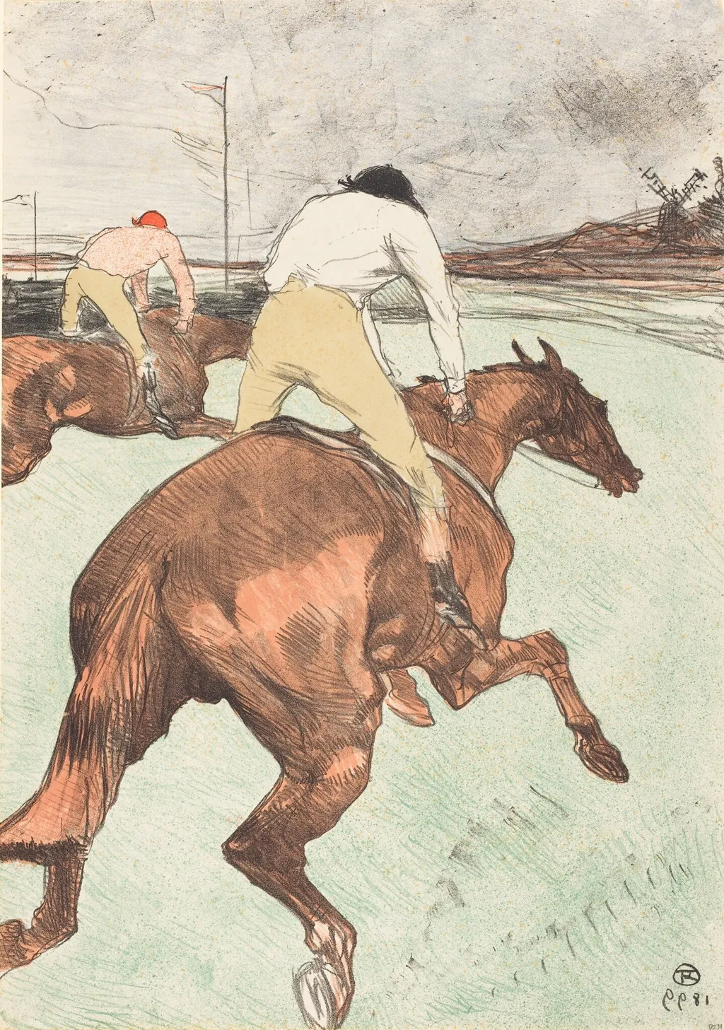 The Jockey (Le jockey), by Henri de Toulouse-Lautrec, ink, 1899
