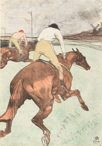 The Jockey (Le jockey), by Henri de Toulouse-Lautrec, ink, 1899