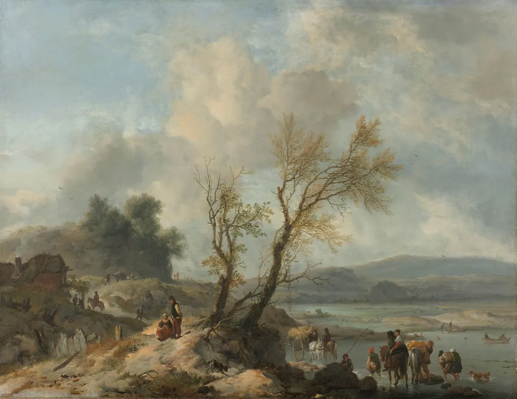 Landscape with a Sandy Path, by Philips Wouwerman, oil, 1655