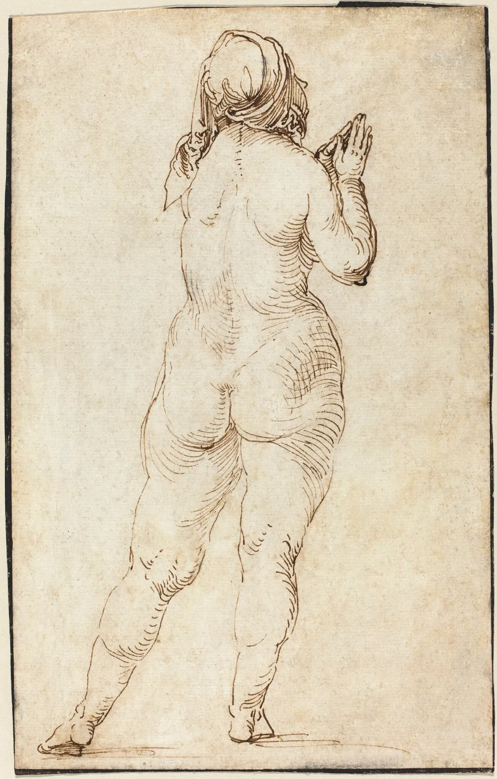 Female Nude Praying, by Albrecht Dürer, ink, 1498