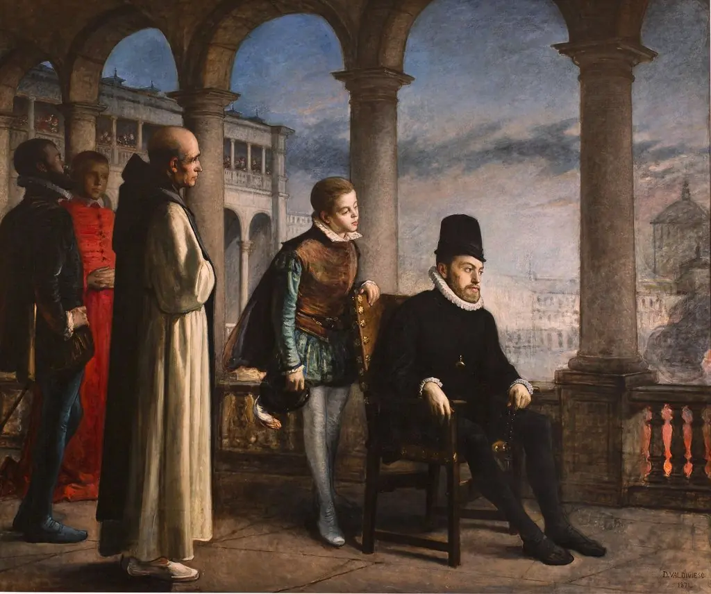 Felipe II presidiendo un Auto de Fe, by Domingo Valdivieso y Henarejos, oil, 1871