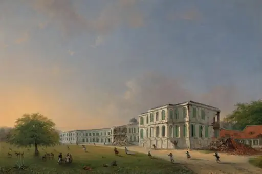 Front View of Buitenzorg Palace during the Earthquake of 10 October 1834, by Willem Troost, unspecified, 1835