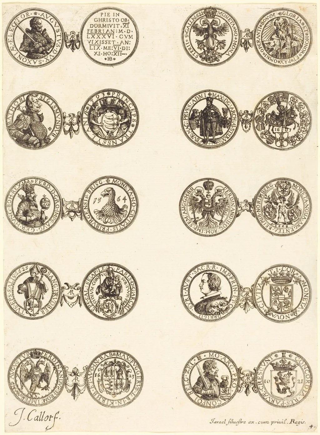 Coins [plate 4], by Jacques Callot, ink, 1630
