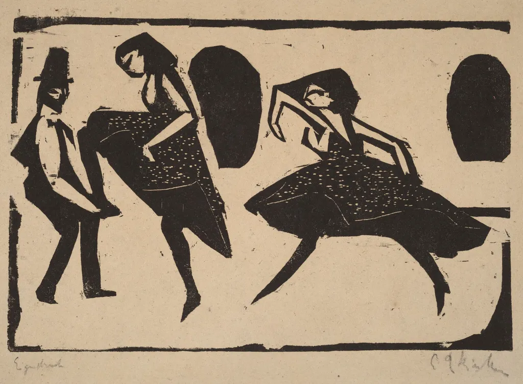 Acrobatic Dance, by Ernst Ludwig Kirchner, ink, 1911