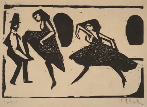 Acrobatic Dance, by Ernst Ludwig Kirchner, ink, 1911