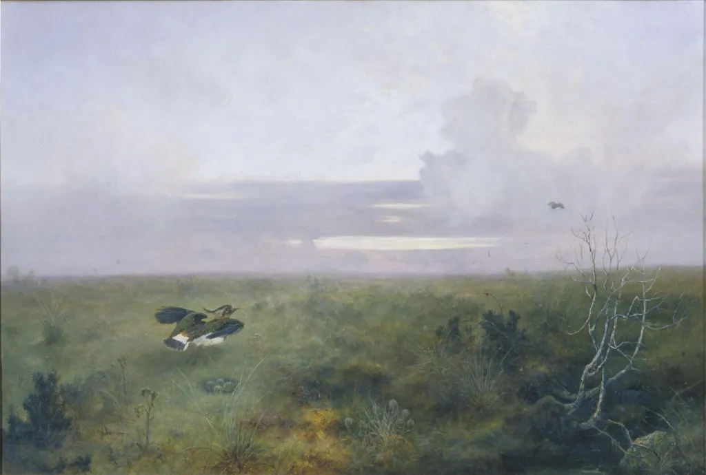 Disturbed: A Plover Rising from Its Nest, by John Wright Oakes, oil, 1879