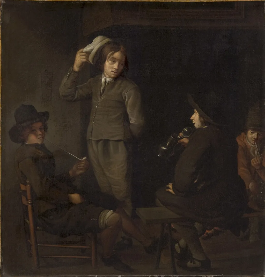 Four Youths around a Fire, by Michiel Sweerts, oil, 1650