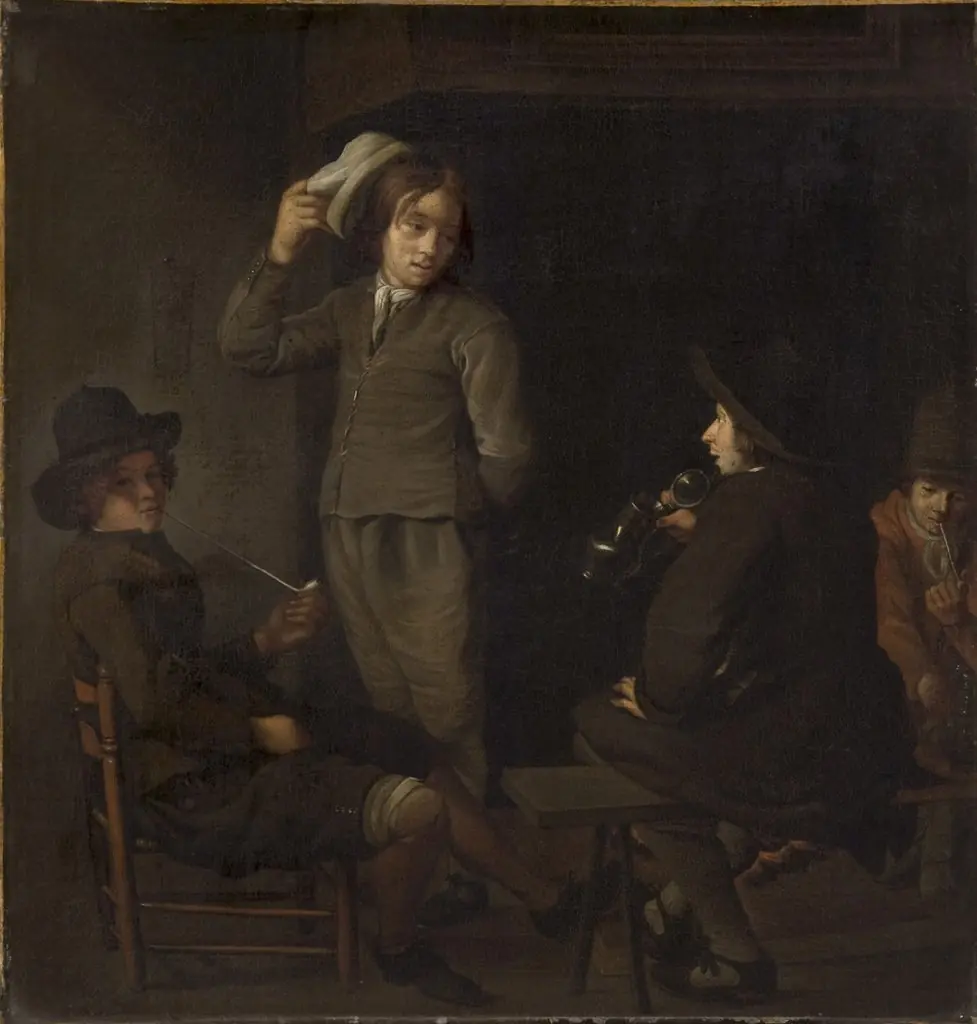 Four Youths around a Fire, by Michiel Sweerts, oil, 1650