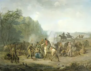 Cossack Camp, 1813, by Louis Moritz, oil, 1813