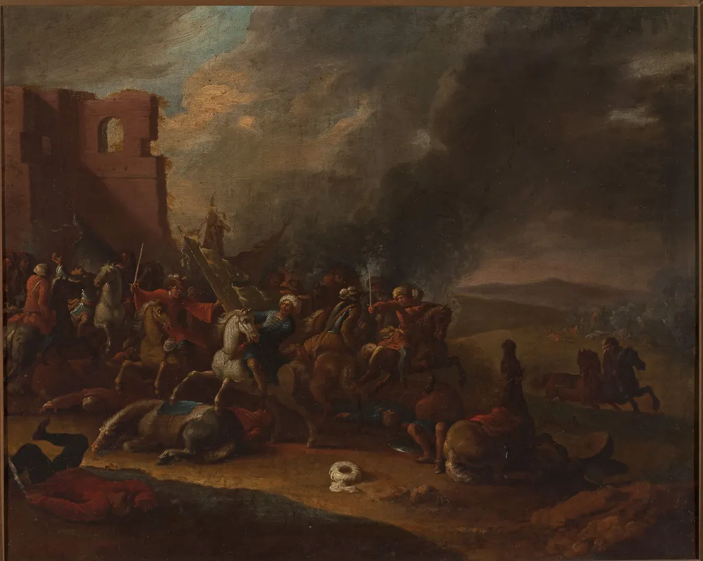 Battle with the Turks, by Arnold Frans Rubens, oil, 1713