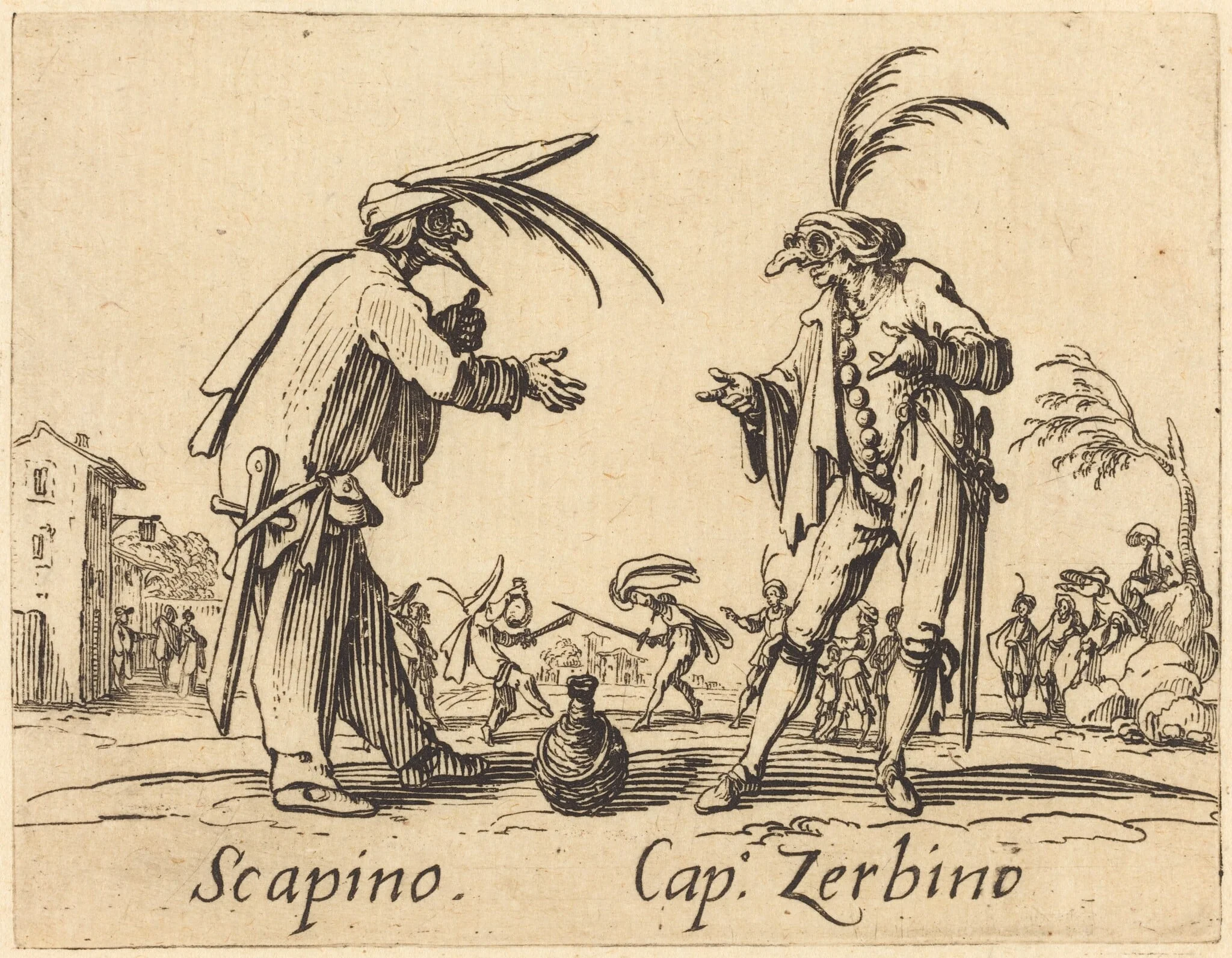 Scapino and Cap. Zerbino, detail