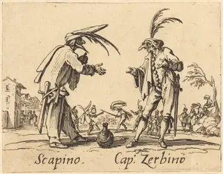 Scapino and Cap. Zerbino, by Jacques Callot, ink, 1622