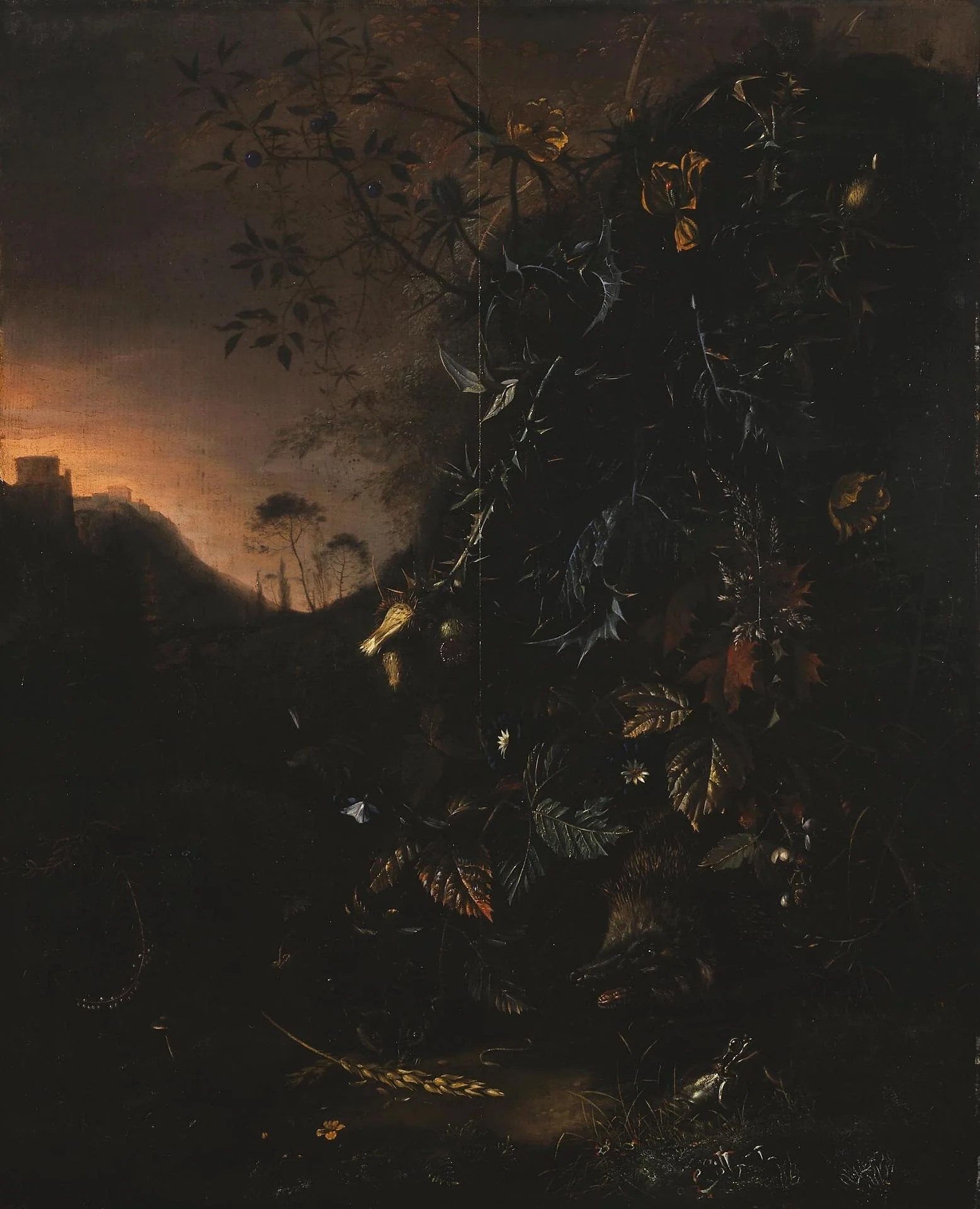 Flowers, a Hedgehog and a Frog, detail