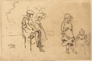 The Menpes Children, by James McNeill Whistler, ink, 1885