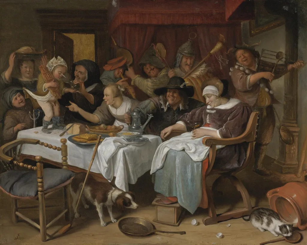 Twelfth Night, by Jan Steen, oil, 1660