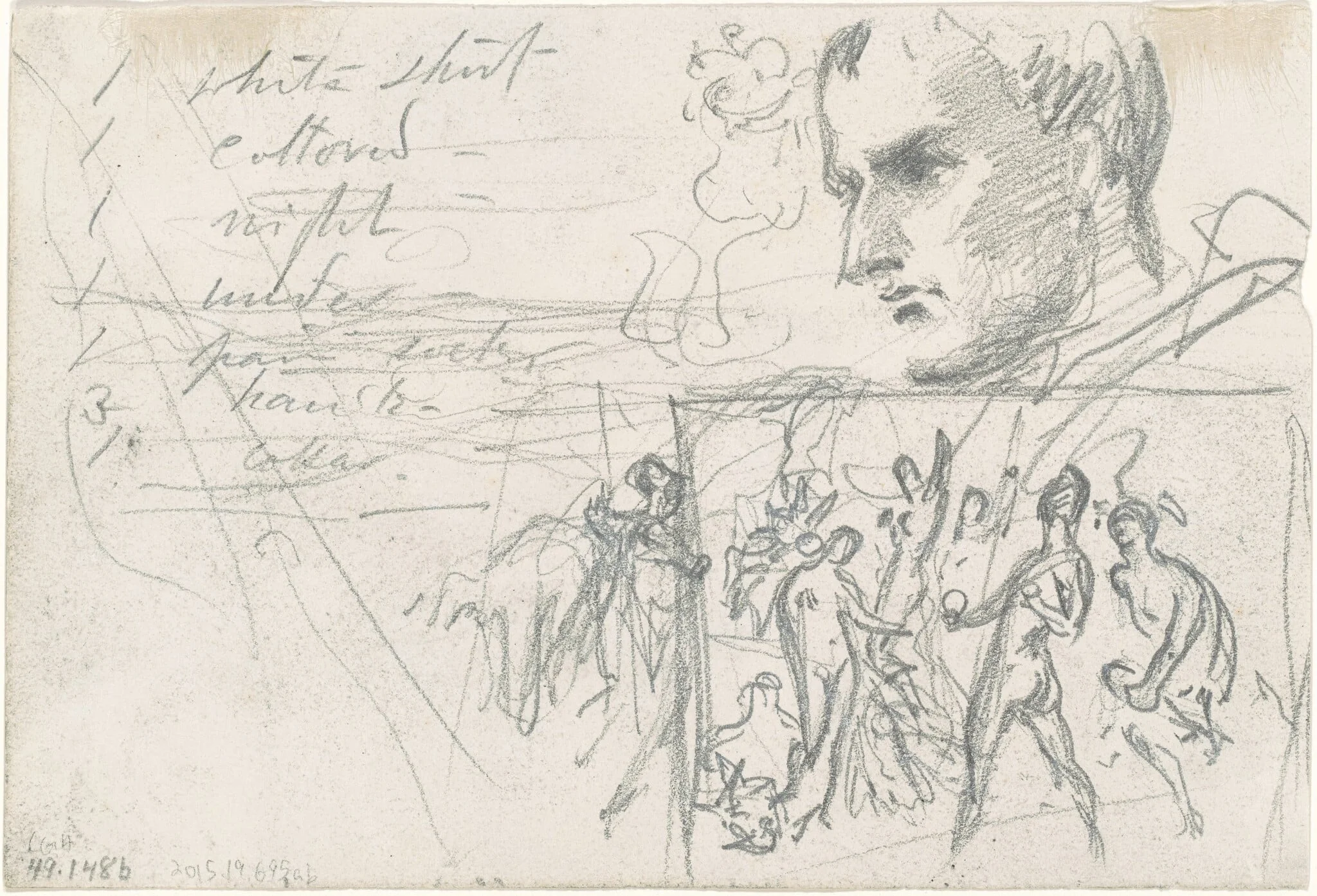 Napoleonic Head and Judgment of Paris [verso], detail