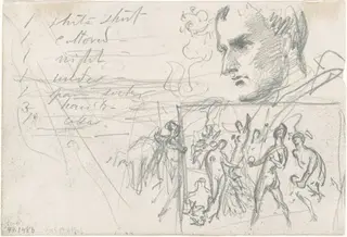Napoleonic Head and Judgment of Paris [verso], by John Singer Sargent, graphite, 1872