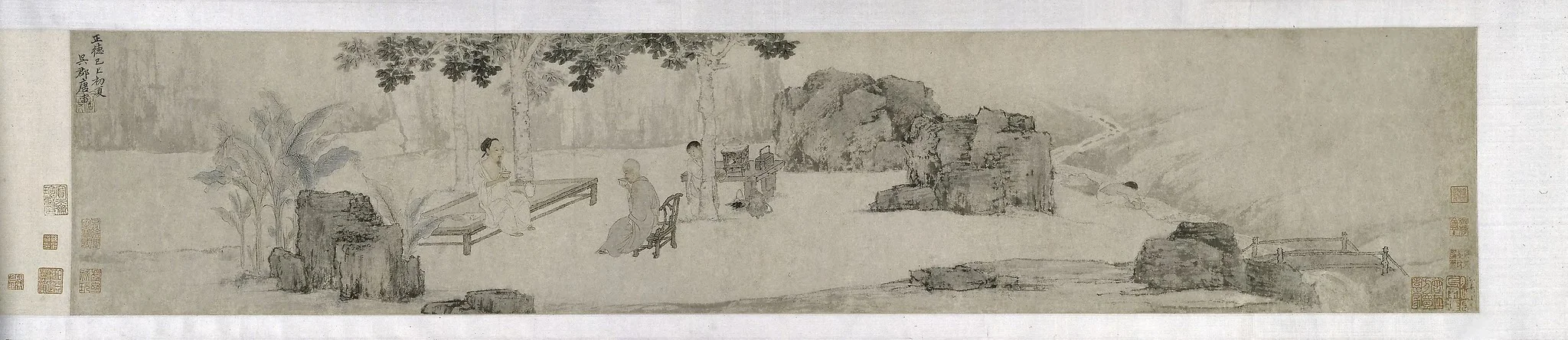 Tea Drinking Under the Wutong Tree, detail
