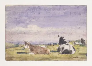 Study of cows at Hampstead, by John Constable, watercolor, 1834