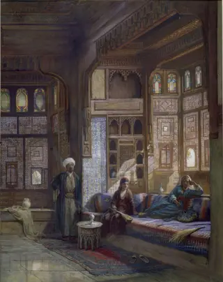 A room in the house of Shayk Sadat, Cairo, by Frank Dillon, watercolor, 1875