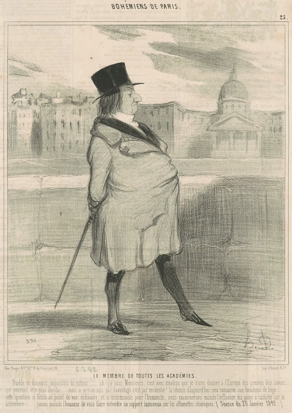 Le membre de toutes les académies, by Honoré Daumier, ink, 1842