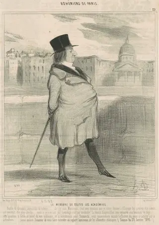 Le membre de toutes les académies, by Honoré Daumier, ink, 1842