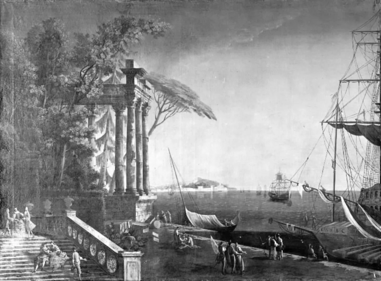 An Italian Seaport with Antique Ruins, detail