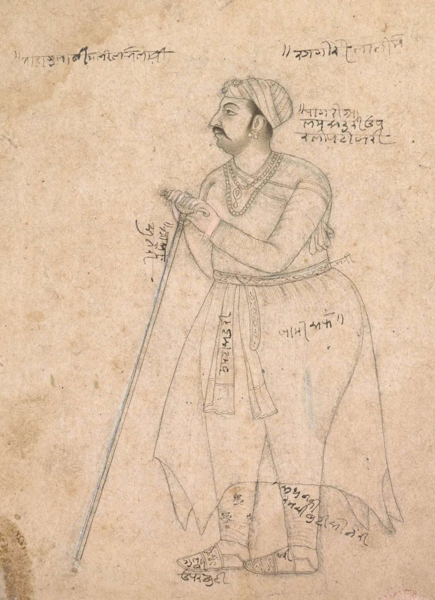 Portrait of Maharaja Rai Singh of Bikaner (reigned 1574-1612), detail