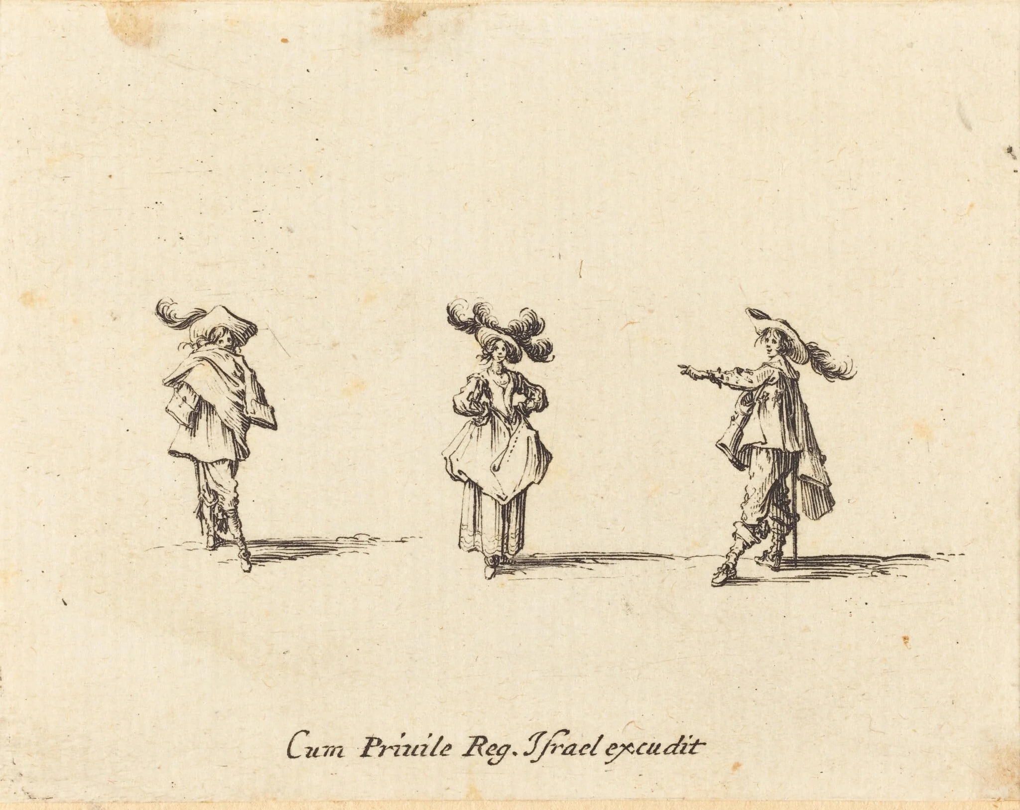 Lady with Large Plumes, and Two Gentlemen, detail