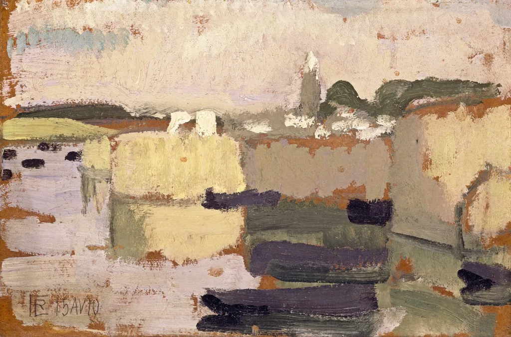 Village at the Water's Edge, by Roger de La Fresnaye, oil, 1910