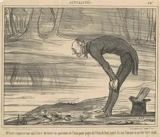 M. Coste, s'apercevant qu'a force de tirer, by Honoré Daumier, ink, 1857