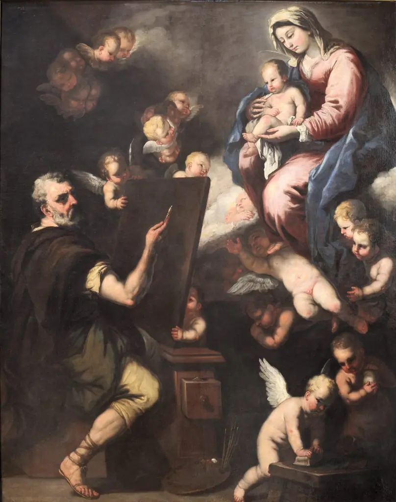 Saint Luke Painting the Virgin, by Luca Giordano, unspecified, 1650
