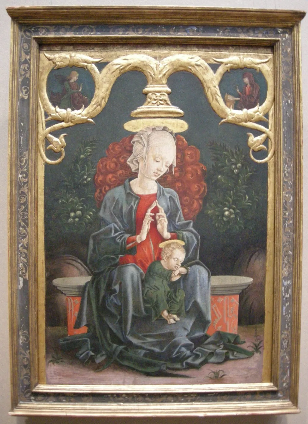 madonna col bambino in un giardino, by Cosimo Tura, unspecified, 1450