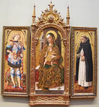 Madonna and Child Enthroned, by Carlo Crivelli, tempera, 1472