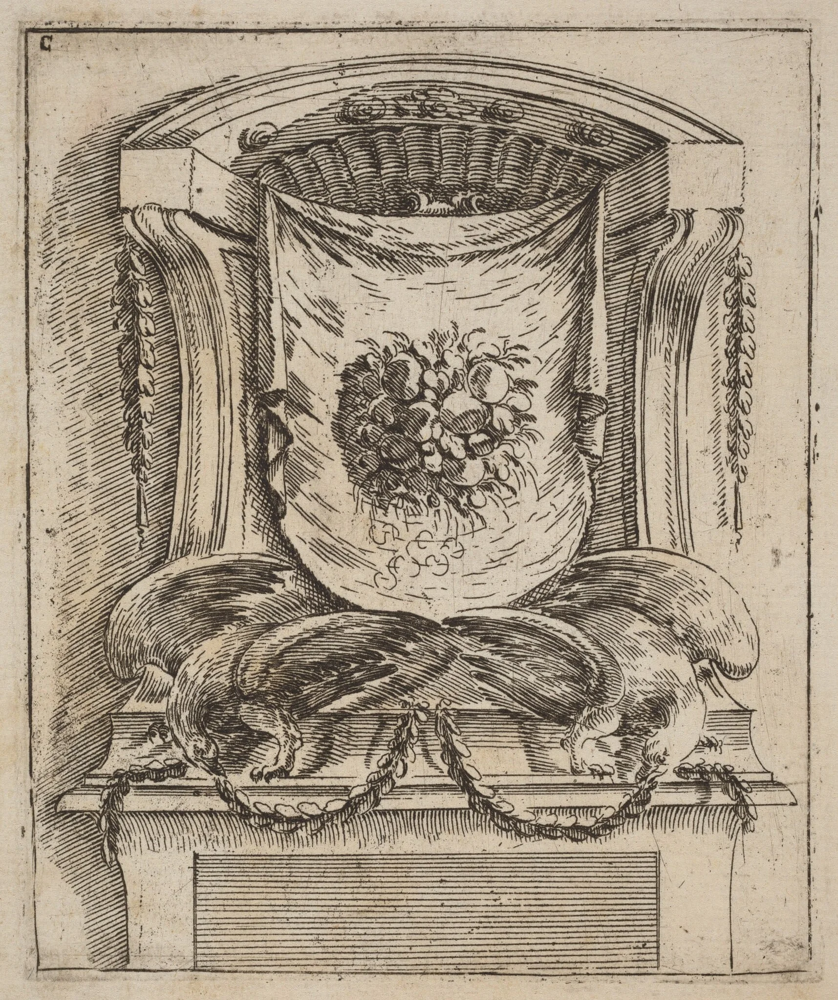 Architectural Motif with a Drape with Fruit, detail