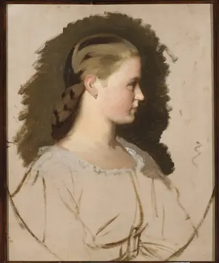 Portrait of Klementyna Szembek née Dzieduszycka, sketch, by Artur Grottger, oil, 1862