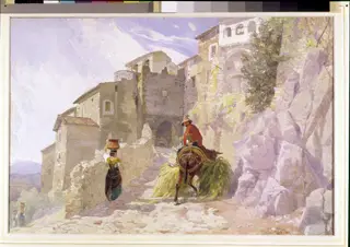 Monastry of San Rocco at Olevano, by Fripp, watercolor, 1854