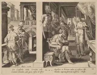 The Angel Commands Cornelius to Fetch Saint Peter, by Philip Galle, ink, 1574