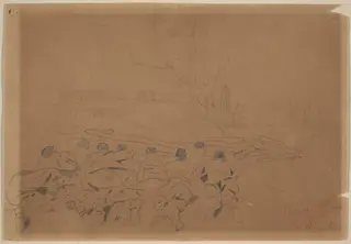 Rebel Works at Yorktown, by Winslow Homer, graphite, 1862