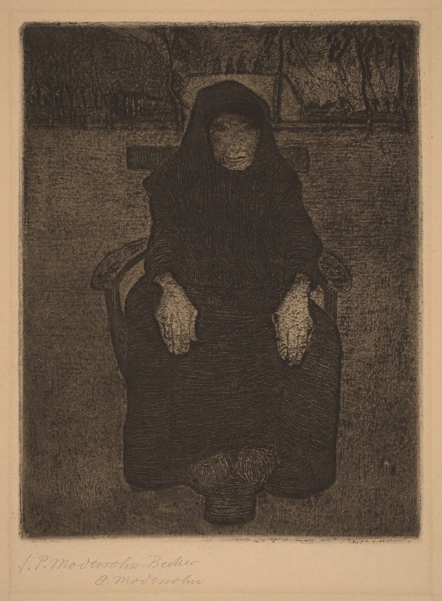 Seated Old Woman, detail