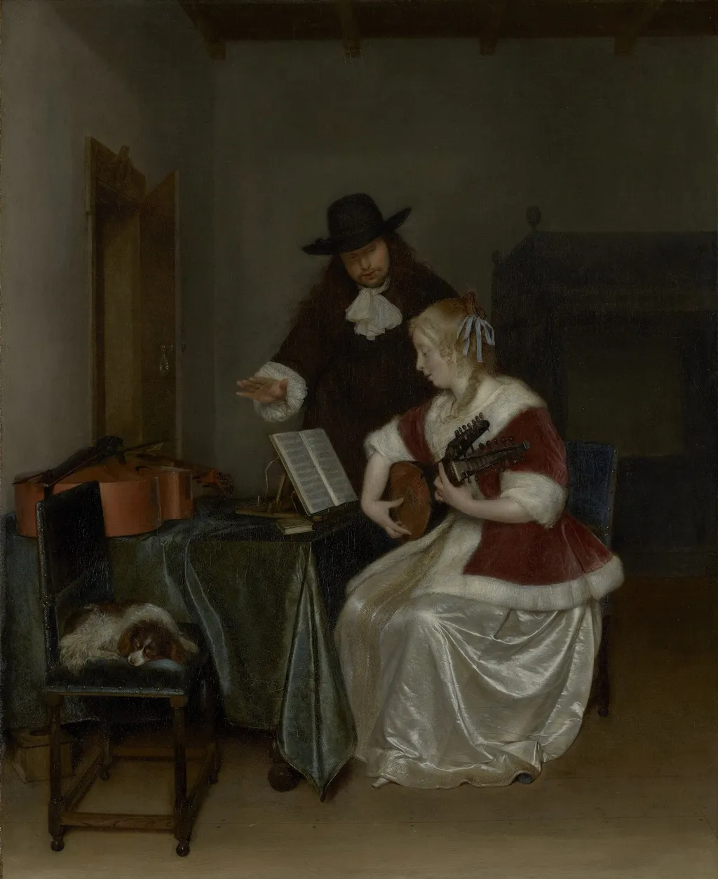 The Music Lesson, by Gerard ter Borch, oil, 1668