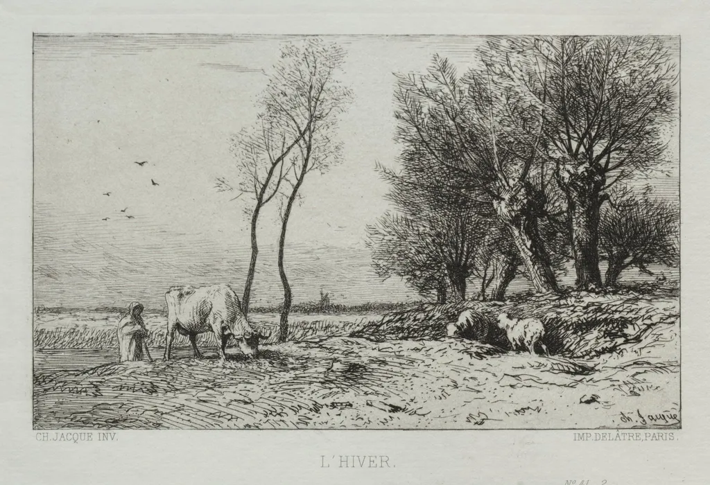 Winter, by Charles Jacque, 1867