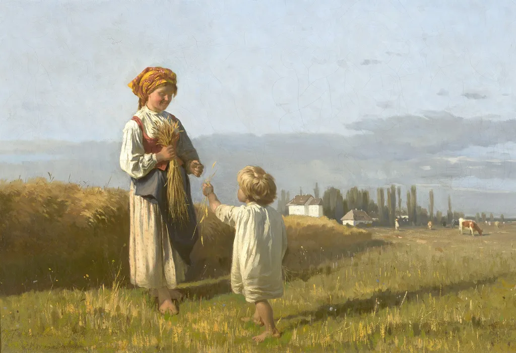 Gathering of grain ears, by Wladislaw Szerner, oil, 1900