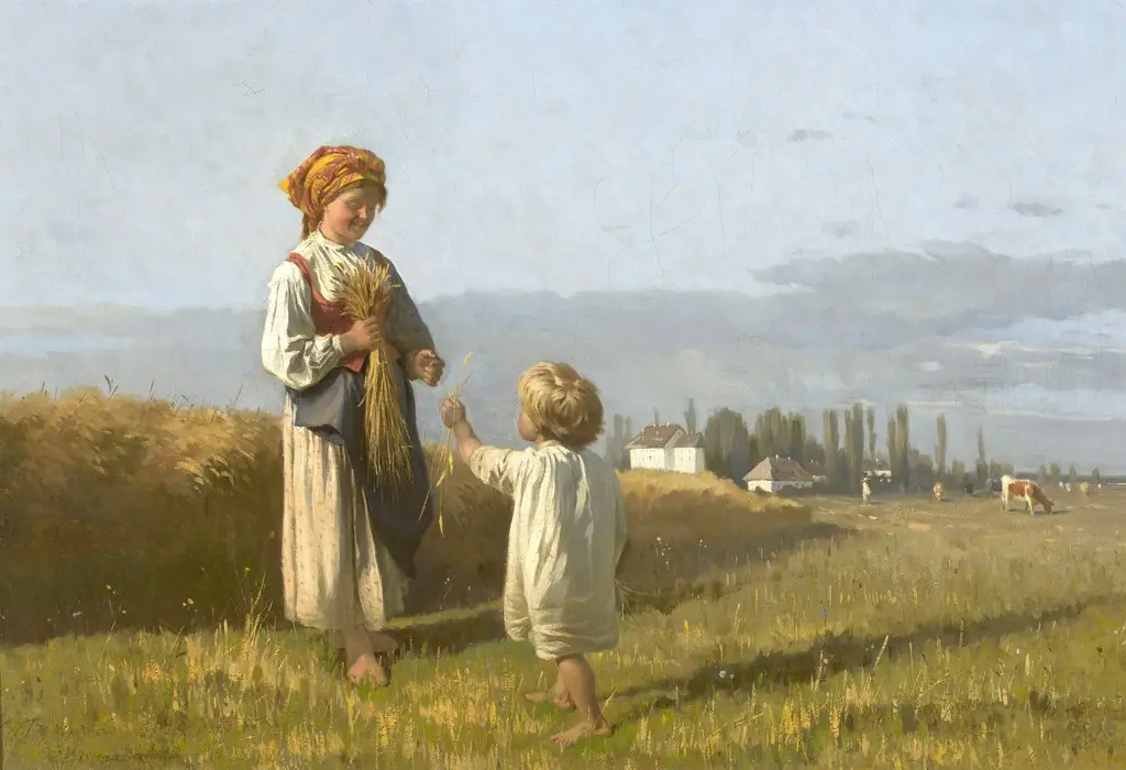 Gathering of grain ears, by Wladislaw Szerner, oil, 1900