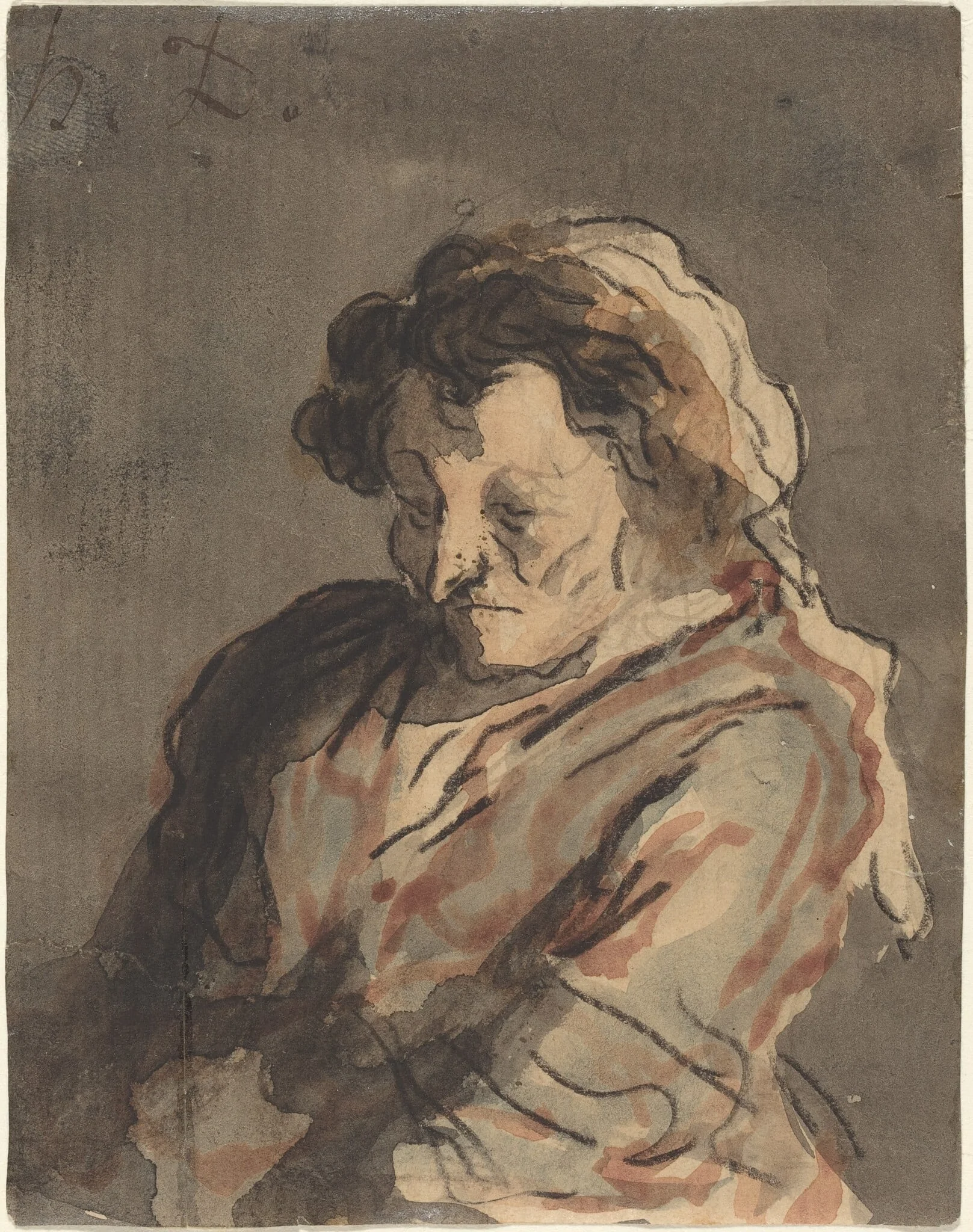 Old Woman Seated, detail