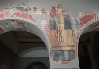 Saint between two towers from Boí, by Master of Boí, unspecified, 1100