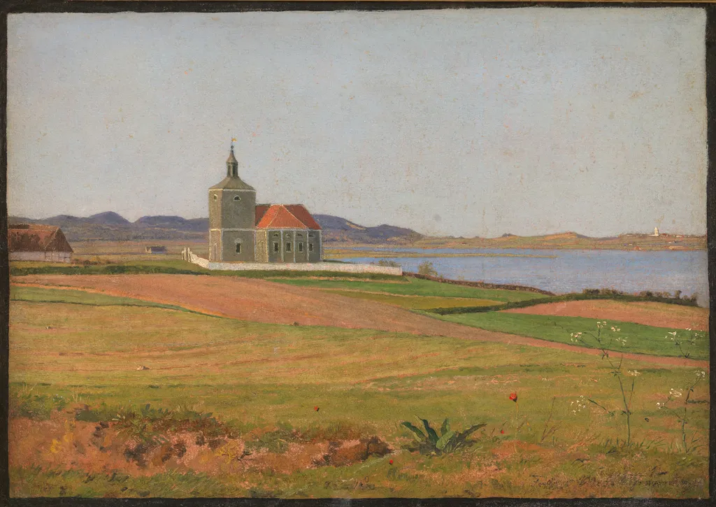 Vinderød Church near Frederiksværk, by Johan Lundbye, oil, 1837