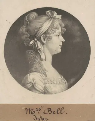 Mary Ann Walker Bell, by Charles B. J. Févret de Saint-Mémin, ink, 1808
