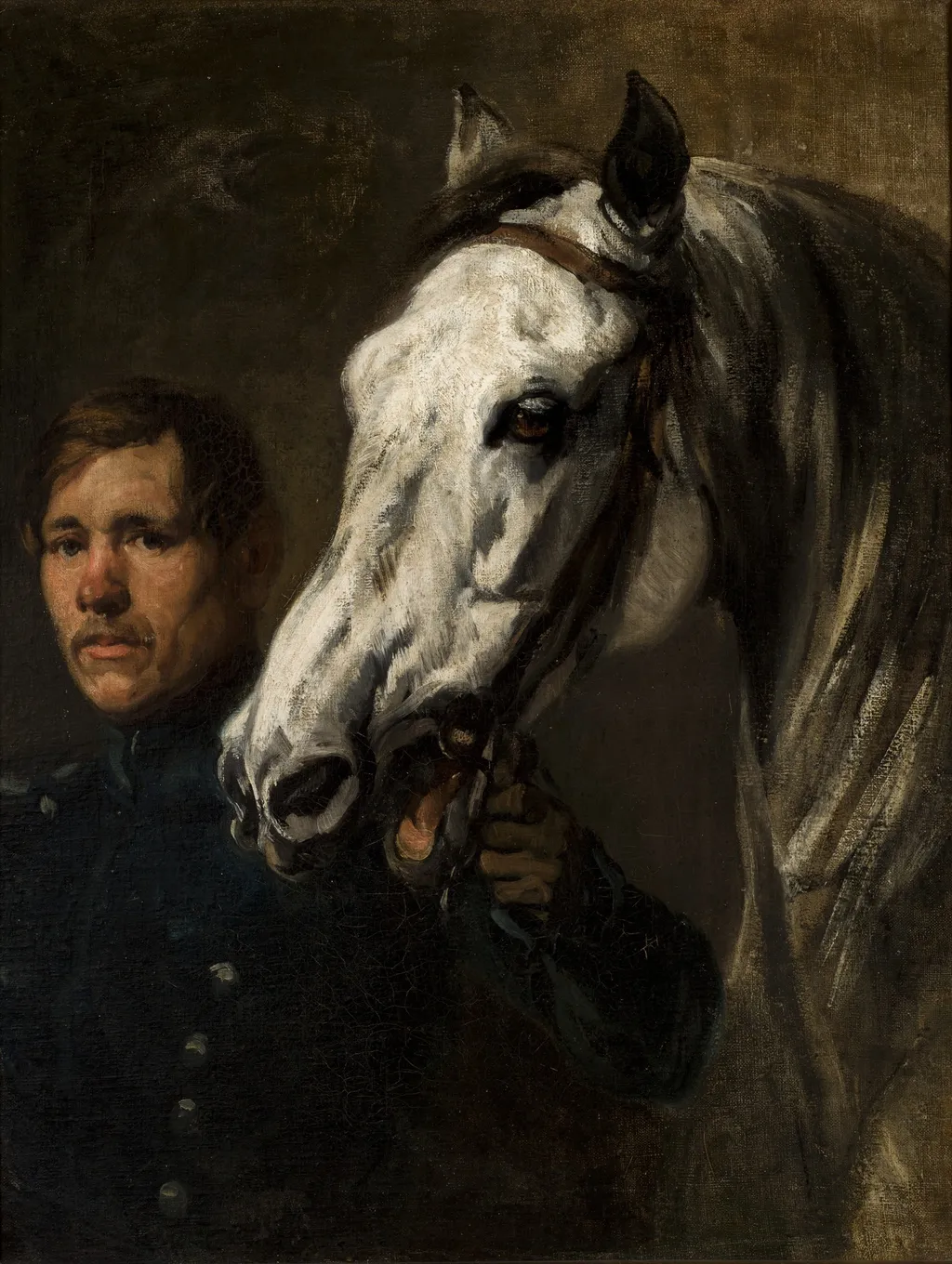 Stable Boy Holding the Horse by the Bridle, by Piotr Michałowski, oil, 1837